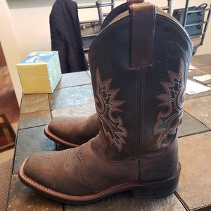 Boots, square toe cowboy.